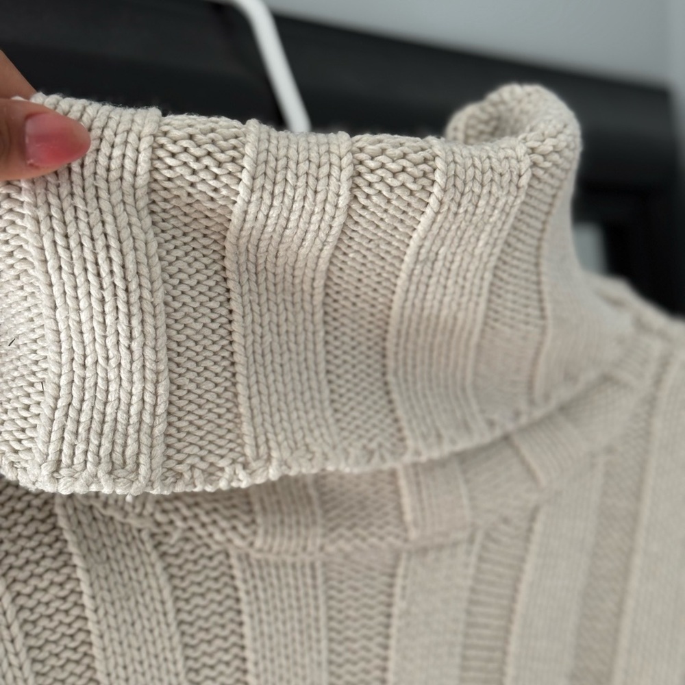 Zara Cream Turtleneck Sweater Chunky Knit Relaxed Fit - Picture 5 of 8